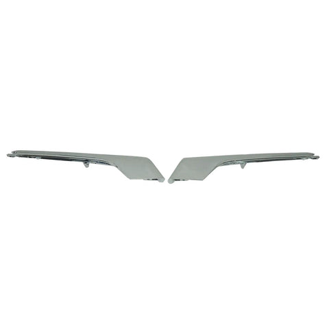 Slick Chrome Fog Light Trim Molding Pair Fits 2016-2021 Tesla Model X, chrome finish with a sleek design for front bumper accents.