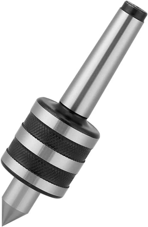 CYSFETENA MT2 lathe live center, silver shaft with knurled black grip and pointed tip
