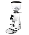 Next Level Electric Burr Coffee Grinder With 58mm Flat Stainless Steel Burrs And Quick Touchscreen Panel, white design.