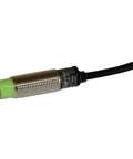 Beefy Inductive Proximity Sensor With 4 mm Sensing Distance Cable Type Cylindrical M12 Thread Normally Open PR Series PRT12 4DO 10 to 30 VDC 3 Wire PRDA Standard Body, green tip