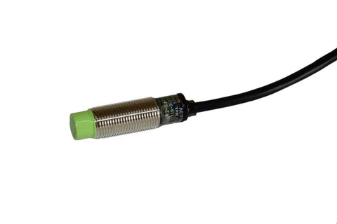 Beefy Inductive Proximity Sensor With 4 mm Sensing Distance Cable Type Cylindrical M12 Thread Normally Open PR Series PRT12 4DO 10 to 30 VDC 3 Wire PRDA Standard Body, green tip