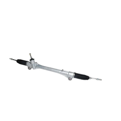 Steering Column Type Electric Power Steering Rack And Pinion Ceps Assembly For Cars And Ev Vehicles With Tight Handling Dialed In Control and Rock Solid Road Grip For A Smooth Cruising Experience - silver aluminum body with black rubber boots.