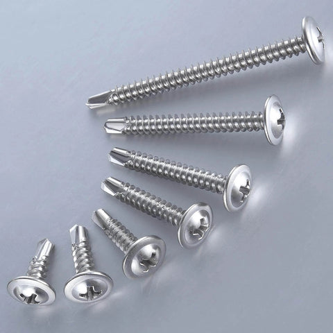 200pcs #8 x 1 Inch Sheet Metal Self Tapping Screws 410 Stainless Steel Truss Head arranged in various sizes