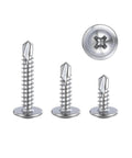 200PCS #8 Self Tapping Screws for Metal made from 410 stainless steel featuring self drilling modified truss head design