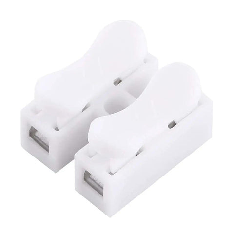 Spring Clamp Terminal Wire Connector Pack 100 Quick Release 2 Pin 10A 220V White Cable Connector for Wiring Harness