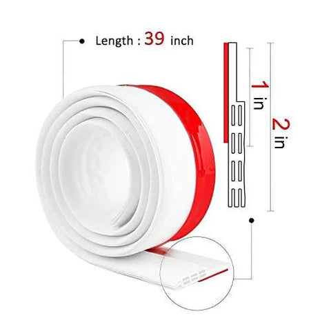 Front view of white adhesive-backed door draft stopper roll, 2in×39in