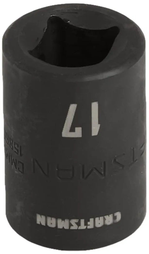 Shallow Impact Socket 17mm Metric Half Inch Drive Six Point Black Oxide Finish For Corrosion Resistance Quick Size Markings