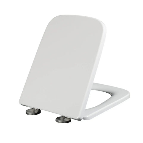 Square Modern Toilet Seat Featuring Whisper Quiet Soft Close Hinges Sturdy Polypropylene Shell Provides A Straight Up Hassle Free Swap And Delivers Silky Smooth Closures With Zero Drama Or Noise - White polypropylene, 45x36cm