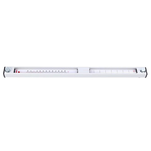 Oil Liquid Level Gauge Meter With Clear Glass Display for hydraulic systems, long white design, mounted view, glass scale visible