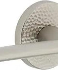 Circolo Hammered Rosette Passage Lever Set With Brezza Lever Satin Nickel Left Handed Concealed Screw Mechanism Solid Forged Brass