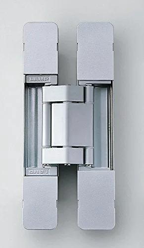 Front view of Heavy Duty Invisible Door Hinge With 3 Way Adjustment For Vertical, Horizontal And Depth, Hidden Screws For Clean Look, Supports Up To 220 Lb With 2 Hinges, Doors 1.5 Inch Thick To 94.5 High And 35.5 Wide, Chrome Finish Sugatsune Hes3d-E190.