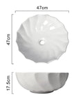 USZWBY Vessel Sinks Modern Minimalist Hotel Washroom Above Basin Bathroom Round Washbasin Ceramic Vessel Sink top view 47cm