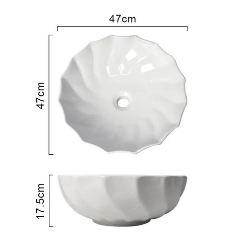 USZWBY Vessel Sinks Modern Minimalist Hotel Washroom Above Basin Bathroom Round Washbasin Ceramic Vessel Sink top view 47cm