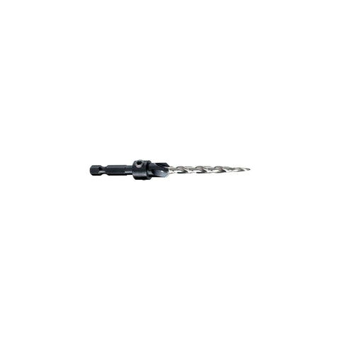 DEWALT countersink drill bit with black hex shank and spiral flute