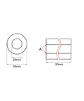 Straight Up Solid Cast Brass Sleeve Bearing Bushing 20MM Bore X 26MM OD X 20MM Length dimensions diagram showing side and top views.