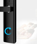 No Fuss Smart Door Lock With Silent Handle And Touch Screen Fingerprint Keyless Entry For Heavy Duty Home Security Auto Locking Deadbolt showing a close-up view of the handle.