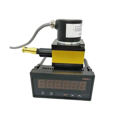 CESI S1000P Linear Draw Wire Encoder with counter display for measuring 0 to 1000mm range with 1mm wire, 24V DC, A B Z outputs.