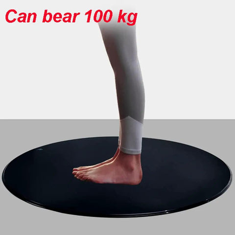 Black Glass Round Dining Table Turntable 360 Degree Rotating Tray Lazy Susan with foot demonstrating weight capacity