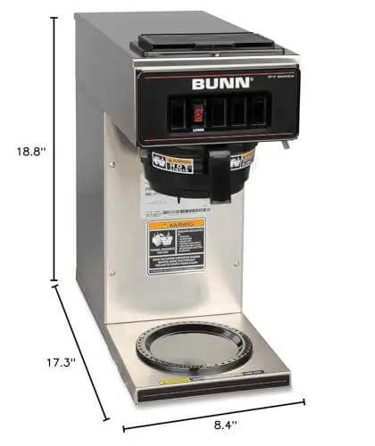 Pourover Coffee Brewer With One Warmer Pro Grade Commercial Coffee Maker In Stainless Steel Silver Finish VP17-1SS front view