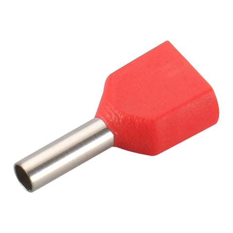 Red Insulated Ferrule Pins For AWG 16 1.5mm2 Copper Wire Twin Crimp Connector Ends TE1508 Cord End Terminal