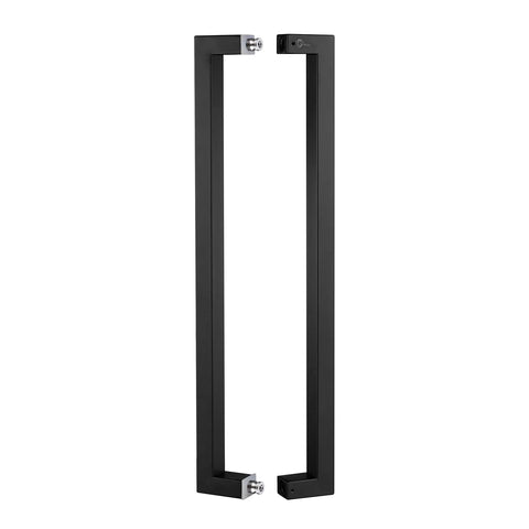 Beefy Heavy-Duty Stainless Steel Push Pull Door Handle Set, 1200mm (48in) Length, Matte Black Finish, Solid SUS304 Standoffs, Square or Rectangle Shape, Barn Door Pulls and Glass Pulls, Industrial-Grade Quality, pair shown front view