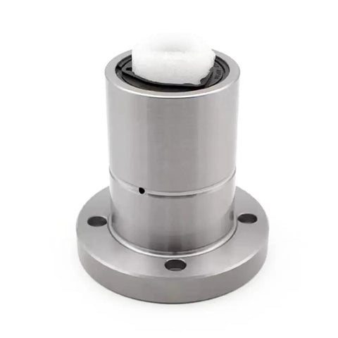 Ball Spline Nut LF25UU For Linear Motion System, high-precision nut with flanged base, stainless steel, designed for axial and radial loads.