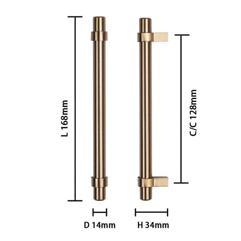 Gold Brushed Champagne Bronze Cabinet Handles Set Of Ten Five And One Sixteenth Inch Center To Center Drawer Pulls Dimensions Diagram