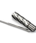Annular cutter 13/16 in diameter with 2 in depth and 3/4 in Weldon shank with pilot pin for mag drill.