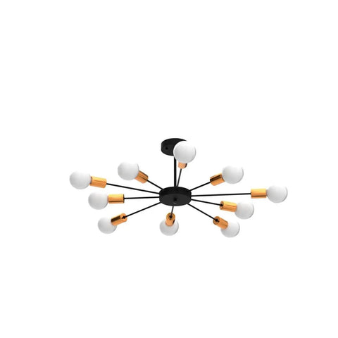 Dope Sputnik Ceiling Light Semi Flush Mount 10 Light E26 Base Modern Black And Gold Chandelier with round bulbs