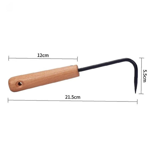 Bonsai Root Hook Steel Gardening Tool With Ergonomic Handle For Loosening Soil And Unfolding Roots Bad Boy Claw Digging Cultivator Weed Remover Heavy Duty Manganese Steel Durable Pro Grade Yard Work Essential, 21.5cm wooden handle root hook