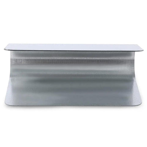Aluminum metal piece for automotive or industrial use, rectangular shape, clean edges, silver finish on a white background.