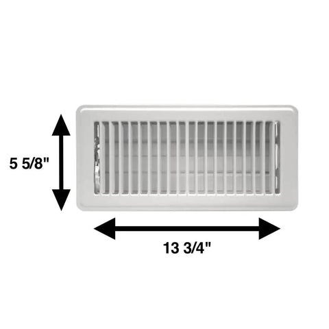 Heavy Duty Floor Vent Covers 4x12 Inches Pack of 2 White Metal Walkable Floor Registers shown with dimensions