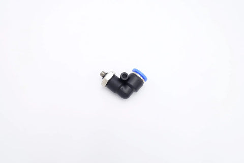 Push To Connect Fitting For One Quarter Inch Tube OD X 10-32 UNF Male Thread Pneumatic Elbow 90 Degree Swivel in black