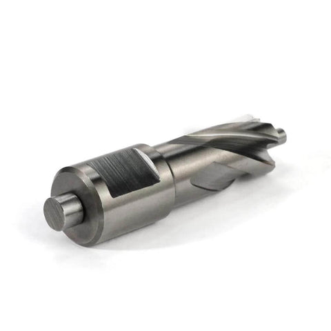 Oscarbide 5/8 in annular cutter, 1 in depth of cut, 3/4 in Weldon shank, angled side view for magnetic drill press
