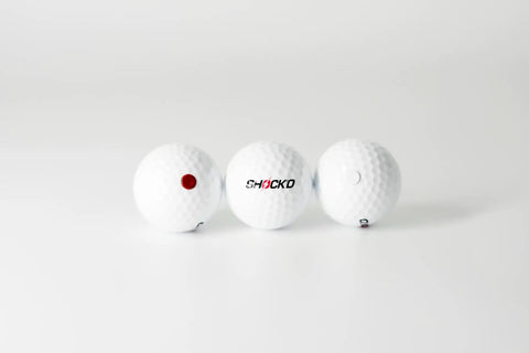 Three Shock'D prank golf balls with red button hit, Loudest Golf Ball Ever For Pranks, Viral Sleeve Of Three Novelty Balls