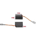 Heavy Duty Carbon Brush Replacement Kit For Corded Drills Planers And Cutters Fits Electric Hammer Tools 15mm X 10mm X 6mm Dual Pack showing two carbon brushes with wire connectors.