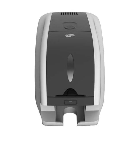 Ready To Roll Simplex ID Card Printer Kit Featuring Usb Camera, black front view of ID card printer design.