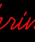 Red cursive text 'Shrimp' LED neon sign on black background, similar in style to a Cursive 3 LED Neon Sign With Dimmer For Indoor Use.