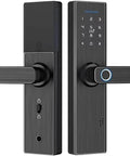 Smart Fingerprint Door Lock With App Control And Digital Code Entry Aluminum Alloy Home Security Mortise Lock on door.
