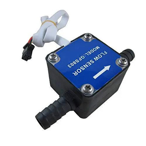 LCD Water Flow Meter With Quantitative Controller And G3 8 Inch Fuel Oil Gas Diesel Milk Flow Sensor, black casing with connectors.
