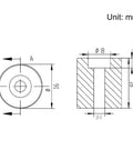 4 Pack Anodized Aluminum Hand Twist Leveling Nuts Plus Eight Silicone Heatbed Columns Solid M4 Threads Sixty Millimeter Diameter Mounts detailed drawing and measurements.