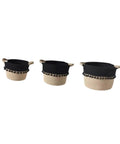 Super Chic Woven Storage Baskets Set Of Three Soft Cotton Rope And Straw Organizer Containers With Durable Handles And Tassel Details for organizing.