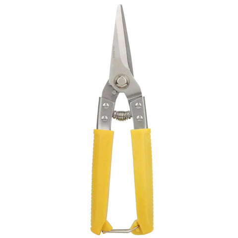 All In One Stainless Steel Sheet Metal Snips Pro Grade For Cutting Thin Metal Leather PVC Wire And More With Yellow Handles