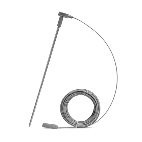 Grounding rod for earthing with 40 ft conductive cord and stake; gray plug-in outdoor kit, front view