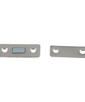 Magnetic Cabinet Catch And Latch Kit For Wardrobe Doors And Drawers, silver metal hardware, 42mm, 2 Pack kit components displayed
