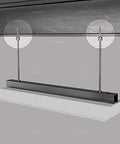 Vertical Threaded Rod Anchor For Steel Structures Quarter Inch Screw One Inch Length Electro Zinc Coated Corrosion Resistant No Pre Drill Easy To Install Pack Of 25 Made In USA High Pullout Strength shown installed in steel structure with threaded rods hanging.