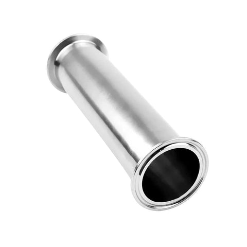 Beduan stainless steel sanitary tri-clamp tube, 8 inch length, seamless round tubing with 2 in tri-clamp ferrule flange