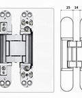Hidden Door Hinges 6 Inch Concealed Zinc Alloy Butt Hinge With 180 Degree Swing And 3 Way Adjustable Design Pack Of 2