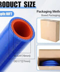 Blue silicone heater hose cross-section with orange inner lining, 3/4 in ID, 10 ft roll