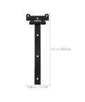 Heavy Duty T Shaped Door Hinge Black Wall Mount Hinge For Garden Gates And Shed Doors With Bearing Slot Axle 12.1 x 4.40 inches
